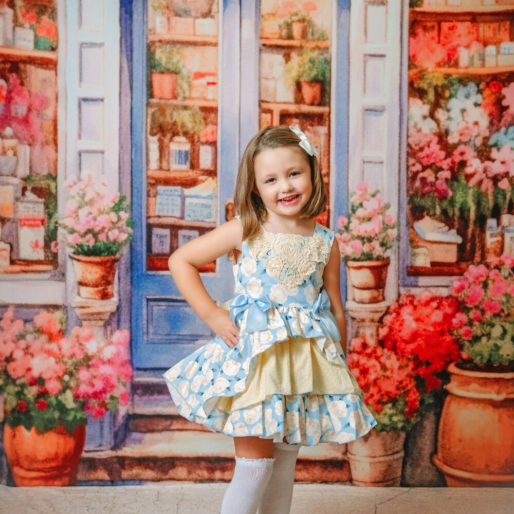 Pettigirl blue and yellow rose spring dress, size 5 - Picture 3 of 3
